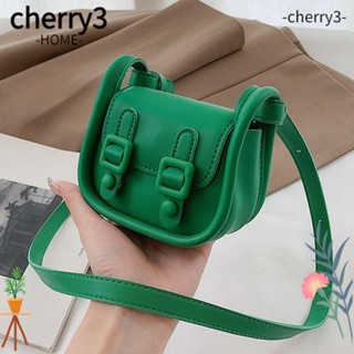 CHERRY3 กระเป๋าสะพายไหล่ หนัง PU สีพื้น