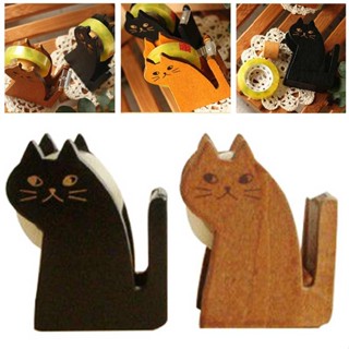 New Vintage Miranda Cat Tape Cutter Creative Cartoon Wooden Tape Dispenser