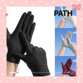 Path ถุงมือขับรถ, ถุงมือพิธีกันแดด, ถุงมือผ้าไหมนมยืดหยุ่น ระบายอากาศ สําหรับสุภาพสตรี