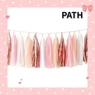 PATH พวงมาลัยพู่แบนเนอร์ สีโรสโกลด์ ชมพู ฟ้า ขาว 13.78 นิ้ว 30 ชิ้น สําหรับตกแต่งบ้าน ปาร์ตี้ เด็กผู้ชาย เด็กผู้หญิง