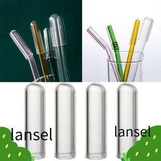 LANSEL 1/4 ชิ้น แก้ว หลอด ปลั๊ก สเตนเลส หลอด ใส ฝาปิด อุปกรณ์เสริม ถ้วย หลอดดูด