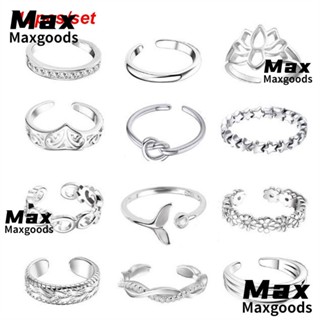 Maxg 12 ชิ้น / เซต แหวนนิ้วเท้า ผู้หญิง เครื่องประดับ ของขวัญ ชายหาด ฤดูร้อน ปรับหางแหวน