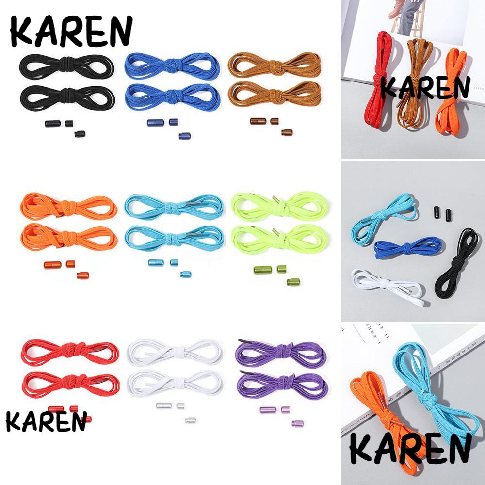 Karen เชือกผูกรองเท้ากีฬา รองเท้าผ้าใบ แบบยืดหยุ่น หลากสี สําหรับเด็ก และผู้ใหญ่