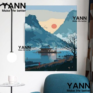 YANN1 ภาพวาดสีน้ํามันดิจิตอล รูปภูเขา สําหรับตกแต่งผนังบ้าน