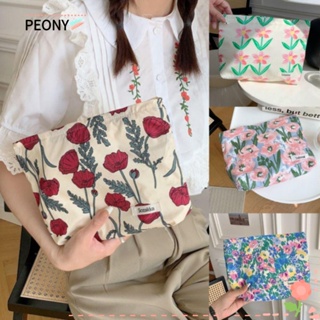 PEONYPAVILION กระเป๋าคลัทช์ กระเป๋าเครื่องสําอาง ผ้าฝ้าย ลายดอกไม้