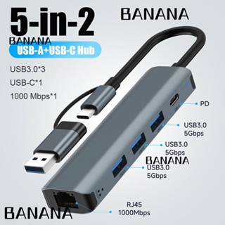 Banana1 อะแดปเตอร์ฮับ USB C Gigabit Ethernet USB-C หลายพอร์ต ความเร็วสูง RJ45 Type-C PD 100W USB 3.0|Pro/ สํานักงานคอมพิวเตอร์