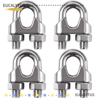 Eutus คลิปหนีบเชือกลวด สเตนเลส 304 1/2 นิ้ว ติดตั้งง่าย M12 4 ชิ้น