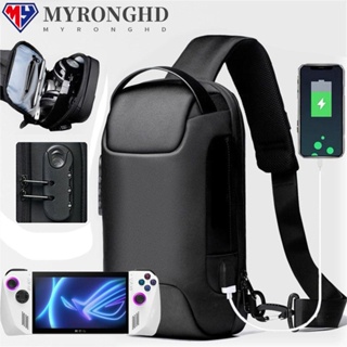 Myronghd กระเป๋าคาดอก กระเป๋าสะพายไหล่ สะพายข้าง กันน้ํา กันขโมย ชาร์จ USB สําหรับ Asus ROG