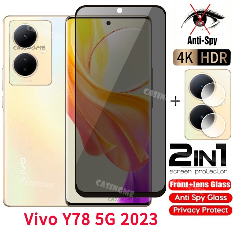 ฟิล์มกระจกนิรภัยกันรอยหน้าจอ ป้องกันการแอบมอง เพื่อความเป็นส่วนตัว สําหรับ Vivo Y78 5G 2023 Y78 5G Y