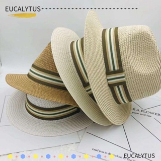 Eutus หมวกฟางปีกกว้าง ทรงบักเก็ต เรียบง่าย เหมาะกับชายหาด แฟชั่นฤดูร้อน