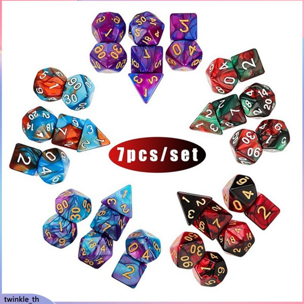 7 ชิ้น/เซ็ต Multi-Sided Clear Dice Set Game Dice For Rpg Dnd Accessories Polyhedral Dice For Board C
