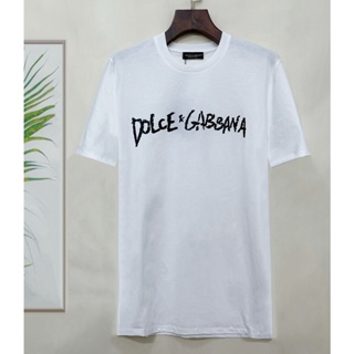 D0lce&amp;gabba ใหม่ เสื้อแขนสั้น ผ้าฝ้าย พิมพ์ลายโมโนแกรม สําหรับผู้ชาย S-4XL