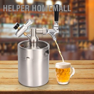 Helper HomeMall ถังเบียร์สแตนเลส 2 ลิตร Homebrew Keg System Kit พร้อม Carbonator Faucet Mini CO2 Regulator