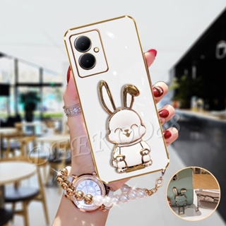  เคสโทรศัพท์มือถือ ลายการ์ตูนกระต่ายน่ารัก 3D พร้อมขาตั้ง และสายคล้องมือ สําหรับ VIVOY78 VIVOY27 VIVOY02T VIVO Y78 Y27 Y02T 5G 4G 2023