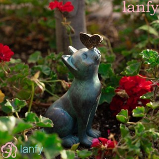 Lanfy รูปปั้นเรซิ่น รูปแมว ผีเสื้อ สร้างสรรค์ กันน้ํา สําหรับตกแต่งสวน