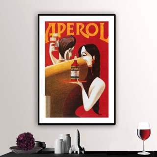 Aperol โปสเตอร์กระดาษสติกเกอร์ ผ้าแคนวาส พิมพ์ลายอาหาร และเครื่องดื่ม สไตล์วินเทจ สําหรับตกแต่งห้องนั่งเล่น