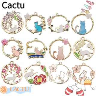 Cactu จี้อัลลอย รูปแมว ชุบทอง หลากสี สําหรับทําเครื่องประดับ งานฝีมือ 40 ชิ้น