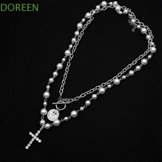 Doreen สร้อยคอผู้ชาย บุคลิกภาพ ฮิปฮอป มุก ผู้หญิง พลอยเทียม โลหะผสม เครื่องประดับผู้ชาย