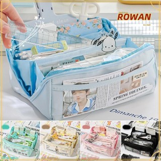 Rowans กระเป๋าเครื่องเขียน กระเป๋าดินสอ 10 ชั้น ความจุขนาดใหญ่ กันน้ํา สีพื้น เรียบง่าย สําหรับนักเรียน