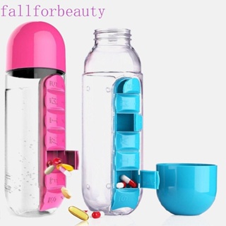 Fallforbeauty ขวดน้ํา 7 ช่อง กันรั่ว แบบพกพา 600 มล. 2 in 1 สําหรับเล่นกีฬา ตั้งแคมป์