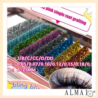 Alma ขนตาปลอม กลิตเตอร์ หลากสีสัน D Curl Fairy Eyelashes ขนตาแต่ละชิ้น ขนตาเงางาม