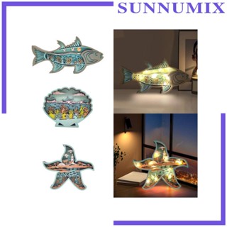 [Sunnimix] ประติมากรรมไม้แกะสลัก รูปสัตว์ทะเล หลายชั้น สําหรับตกแต่งผนัง