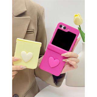 Luken เคสโทรศัพท์มือถือ กันกระแทก ลายหัวใจน่ารัก 3D สีพื้น สไตล์เกาหลี สําหรับ Samsung Galaxy Z Flip 3 4 5G Z Flip5 Flip5 Flip5 Zflip5