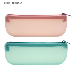 [little.coconut] กระเป๋าซิลิโคน กันฝุ่น สําหรับใส่แปรงแต่งหน้า อายไลเนอร์ ดินสอเขียนคิ้ว ลิป เครื่องสําอาง แบบพกพา