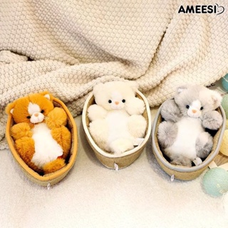 ตุ๊กตาแมว Ameesi พร้อมเตียงนอนอบอุ่น ตุ๊กตาลูกแมวน่ารัก ตุ๊กตายัดไส้ ตุ๊กตาสัตว์จําลอง ของเล่นตุ๊กตาสัตว์เลี้ยง ตกแต่งบ้าน ของขวัญวันเกิด