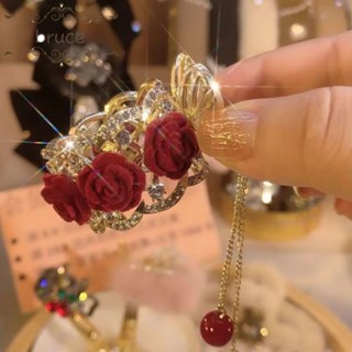 กิ๊บติดผม จี้รูปดอกบัว และดอกบัว ประดับไข่มุก ขนาดเล็ก หรูหรา สไตล์เรโทร