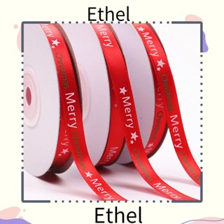 Ethel1 ริบบิ้นโพลีเอสเตอร์ ลายตัวอักษรคริสต์มาส สีแดง ทนทาน 25 หลา สําหรับห่อของขวัญ