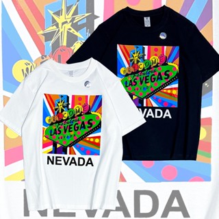 🔺เสื้อยืด เสื้อแขนสั้น เสื้อคู่ สกรีนลาย Nevada  -​ ฤดูร้อนหลวมนักเรียนผู้ชายและผู้หญิงเสื้อยืดแขนสั้น