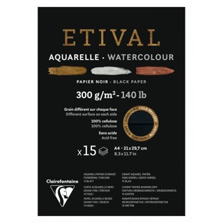 Clairefontaine Etival กระดาษสีน้ํา สีดํา 300GSM (A5/A4)