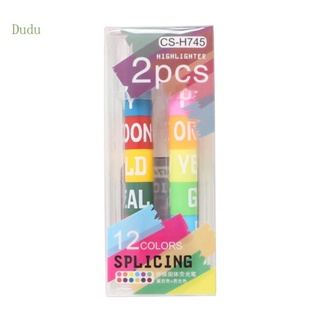 Dudu ปากกามาร์กเกอร์ ไฮไลท์ เรืองแสง สีพื้น 6 สี สไตล์เรโทร