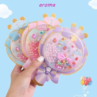 Aroma เด็ก เล็บปลอม น่ารัก เด็ก ชุดเล็บปลอม เครื่องมือทําเล็บ ฝาครอบเต็มรูปแบบ กาวในตัว สร้อยข้อมือเด็ก