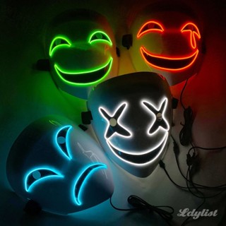 ღ Luminous Led Neon Mask Smiling Clown Face Mask Halloween Leading Mask Props for Halloween Performances Makeup Partyes