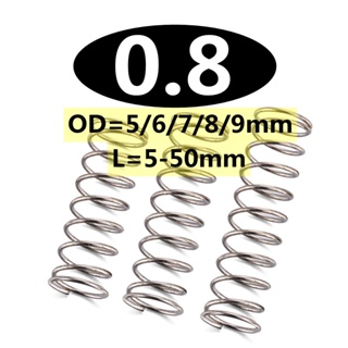【WDY】Sus304 สายสปริงบีบอัด เส้นผ่าศูนย์กลาง 0.8 มม. ด้านนอก 5-9 มม. ยาว 10-50 มม.