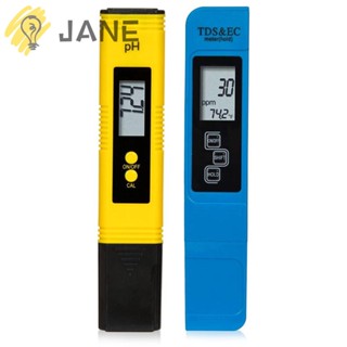 Jane เครื่องวัดค่า PH และ TDS EC อุณหภูมิ 0.01-14.00pH สีฟ้า เหลือง PH และ TDS ค่าชดเชยอุณหภูมิ 0-9990ppm พลาสติก 0.01ph 2 ชิ้น