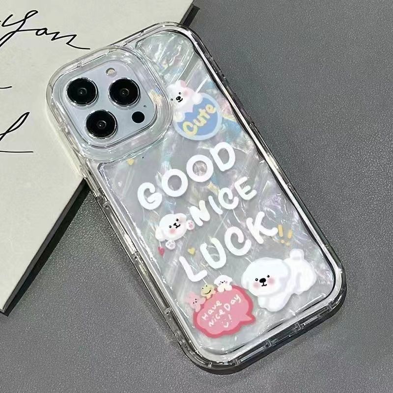 【ลูกสุนัขภาษาอังกฤษ สีขาว】เคสโทรศัพท์ ซิลิโคนนิ่ม กันกระแทก ลายลูกฟูก 3D หรูหรา สําหรับ iPhone 15 11 14 13 12 Pro XS Max X XR 7 8 Plus