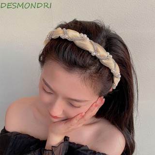 Desmondri ที่คาดผม ประดับคริสตัล ไข่มุก เพทาย เครื่องประดับผม สไตล์เกาหลี แบบบาง ล้างหน้า