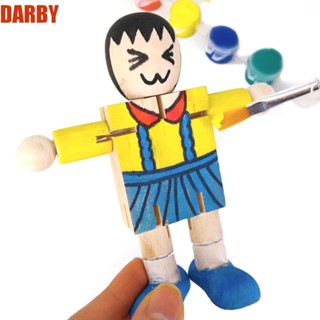 Darby DIY ตุ๊กตาหุ่นยนต์ไม้เปล่า สีขาว หุ่นยนต์กราฟฟิติ ของเล่นเพื่อการศึกษา DIY งานฝีมือ ของเล่นเด็กผู้ชาย