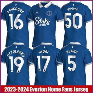 เสื้อโปโลแขนสั้น ลายทีมชาติฟุตบอล Everton NP2 2023-2024 POLO Keane Doucoure Mykolenko Iwobi Simms พลัสไซซ์ PN2