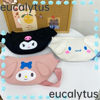 Eucalytus1 Kuromi กระเป๋าคาดอก ลายการ์ตูนอนิเมะ Cinnamoroll สําหรับนักเรียน