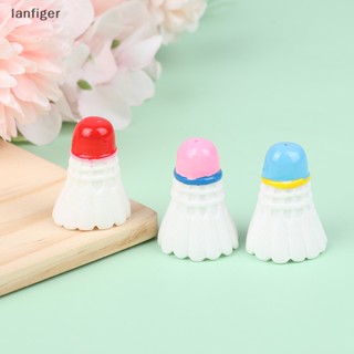 Lanf ตุ๊กตาแบดมินตันเรซิ่น ขนาดเล็ก DIY อุปกรณ์เสริม สําหรับตกแต่งบ้านตุ๊กตา 2 ชิ้น