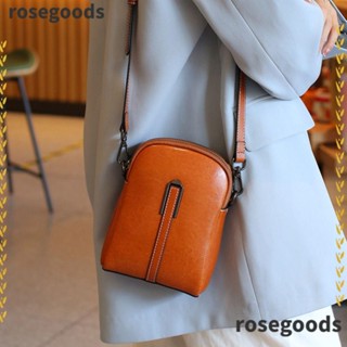 Rosegoods1 กระเป๋าสะพายไหล่ กระเป๋าถือ หนัง PU มีซิป ขนาดเล็ก สีแดง สีพื้น สําหรับสตรี