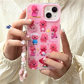 เคสโทรศัพท์มือถือ ซิลิโคน กันกระแทก ลายการ์ตูนน่ารัก พร้อมสายโซ่คล้อง สําหรับ Iphone 14 11 12 14 13ProMax 12 13pro 11 14pro