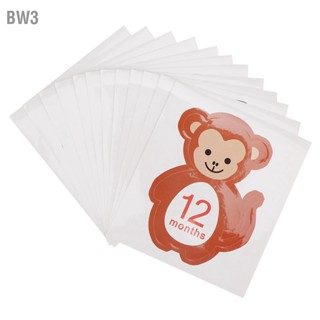 BW3 12 pcs ทารกแรกเกิดสติกเกอร์รายเดือนสำหรับ 1-12 เดือน Milestone Memories Photo Props