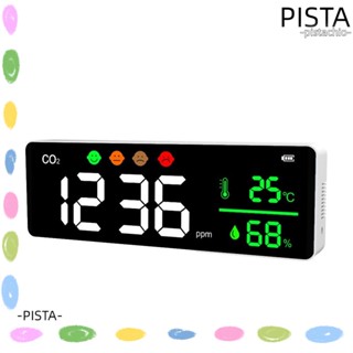 Pista เครื่องตรวจจับก๊าซคาร์บอนไดออกไซด์ 3 in 1 ติดผนัง หน้าจอ LED HD CO2 CO2 อุณหภูมิ ความชื้น แบบพกพา