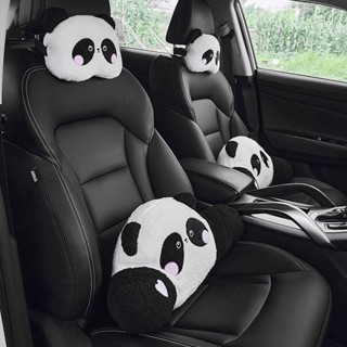 Automotive Headrest Lumbar Support Pillow Cute Panda Girl Cartoon Car Interior Decoration Pillow Universal Thickened Comfortable Lumbar Pillow OXwY