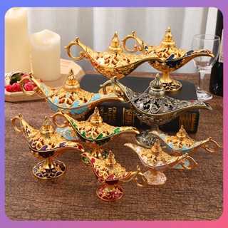 ☛ Retro Aladdin Magic Lamp Ornament Luxury Metal Craft Small Aladdin Magic Lamp Wishing Magic Lamp Ornament srlive